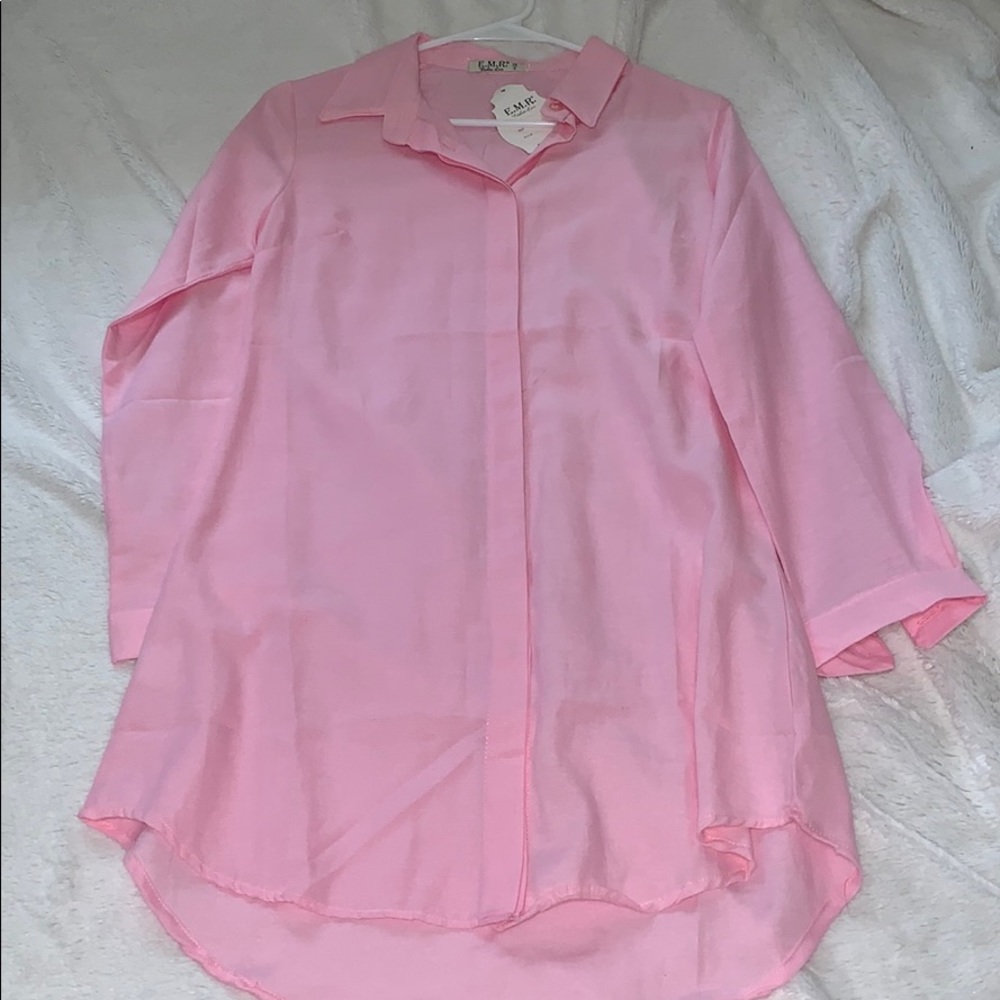 Pink button up shirt